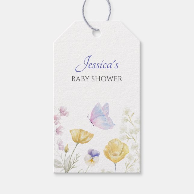 Elegant blommigt  för mjuk vild presentetikett (Framsidan)