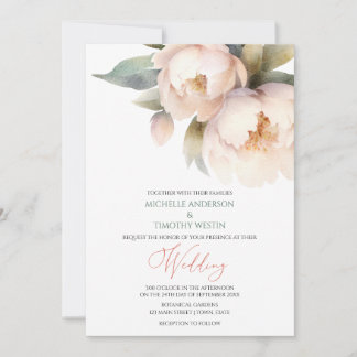 Elegant  Blommigt för Peony Watercolor Meddelande