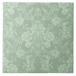 Elegant-Blommigt för romsk Chic-, Grönt Kakelplatta<br><div class="desc">vintage-elegant-inspirerad blommigt-dämpare som har monokrom grönt med chic,  ljus på mörk,  bladblommor och scrollsar av känslig lacy rosett band. Mönster är sömlöst och kan byggas upp eller ned.</div>