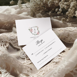 Elegant Blommigt för  Rosa Monogram-Vapensköld OSA Kort