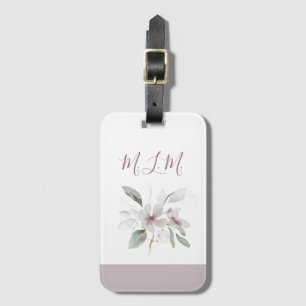 Elegant Blommigt för Rosa Monogrammad Bagagebricka