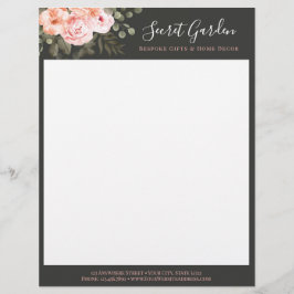 Elegant Blommigt för Rosa Rosor Modern Shabby chi Brevhuvud