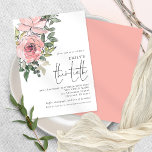 Elegant Blommigt för  Rosa Trettionde Födelsedagsf Inbjudningar<br><div class="desc">Elegant Rosa Blommigtar 30:e födelsedagsinbjudan. Ett trendig är en illustration av blommigten till inbjudan för dina gäster för att fira 30års födelsedag, med blommor och löv till det översta lämnat hörnet. Ett skript som anger eleganten för tillfälle och som lätt anpassar resten av texten efter dina egna behov. En samordnande...</div>