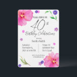 Elegant Blommigt för vattenfärg 40:e födelsedagsin Inbjudningar<br><div class="desc">Fira en milstolpe med den här blommigten för vattenfärg på eleganten 40-årsdagen, med en vacker, handmålad blommigt på en vattenfärgad papper texturerad bakgrund för en unik, konstnärlig beröring. Perfekt för ett klassat och minnesvärt firande erbjuder inbjudan en fullt redigerbar text så att du enkelt kan anpassa alla detaljer. Designad för...</div>