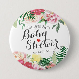 Elegant Blommigt för vattenfärg, babykläder, återg Knapp