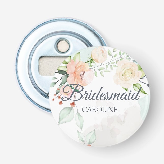 Elegant Blommigt för vattenfärg Bridesmaid Personl Flasköppnare (Framsidan)
