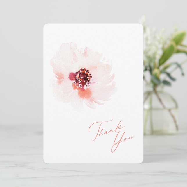Elegant Blommigt för vattenfärg, Tack Bröllop-kort Anteckningskort (Stående Fram)