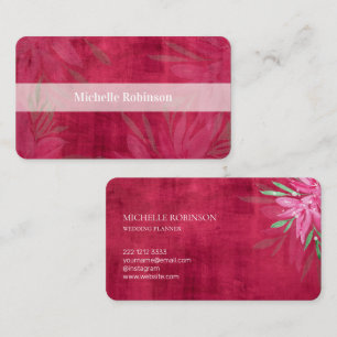 Elegant Blommigt för Watercolor Velvet Viva Magent Visitkort