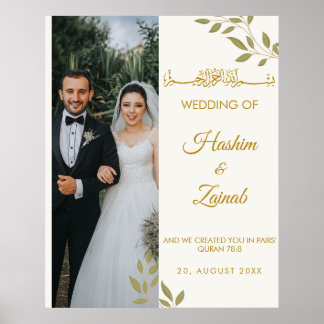 Elegant Blommigt Foto Islamic Muslim Bröllop Poste Poster