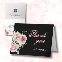 Elegant Blommigt Foto QR-länk varje år Tack Kort