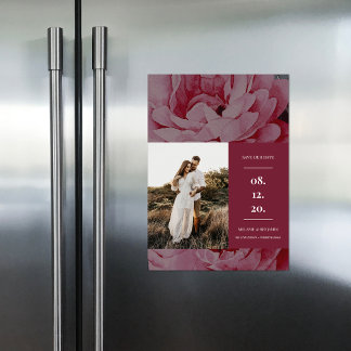 Elegant Blommigt Foto Spara datum Magnetisk Inbjudningskort
