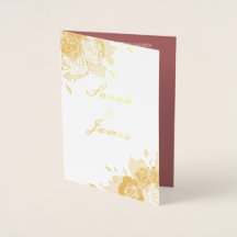 Elegant Blommigt Fotobröllopsinbjudan - Foil Card