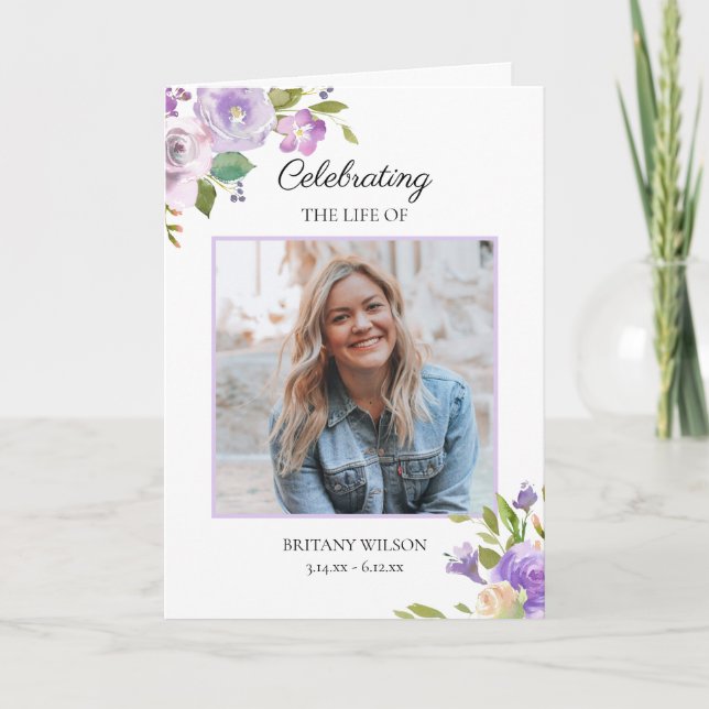 Elegant Blommigt fotominnesbild Program (Framsida)