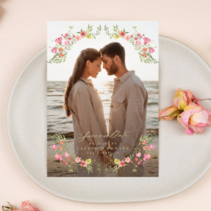 elegant blommigt fotot ram spara datumet bröllop inbjudningar