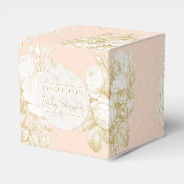 Elegant Blommigt Fransk Toile Girl Baby Shower  Presentaskar (Framsidan Sidan)