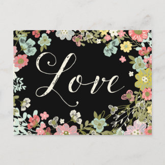Elegant Blommigt Garden BeSnyt Kärlek Script Art Vykort