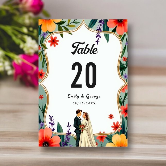 Elegant Blommigt Garden Bride & Groom, sommartid B Bordsnummer (Skapare uppladdad)