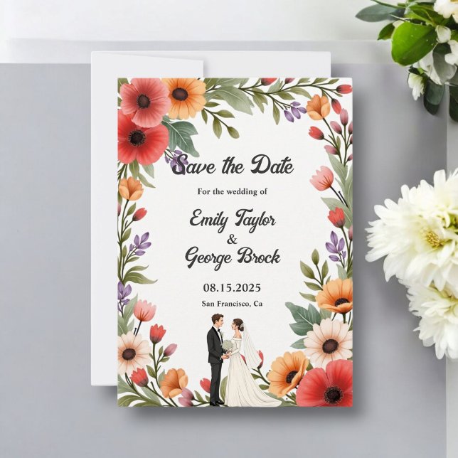 Elegant Blommigt Garden Bride & Groom, sommartid B Spara Datumet (Skapare uppladdad)