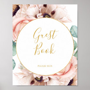 Elegant Blommigt Garden Guest Bok-tecken Poster