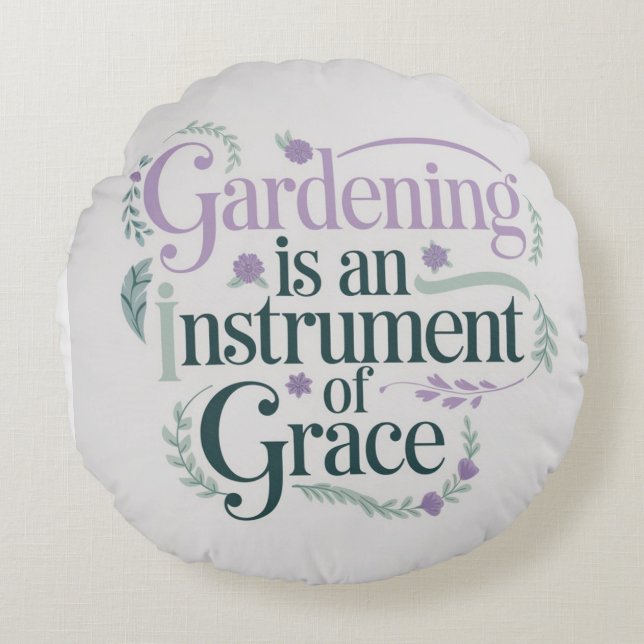 Elegant Blommigt Garden Lovers Rund Kudde (Framsidan)