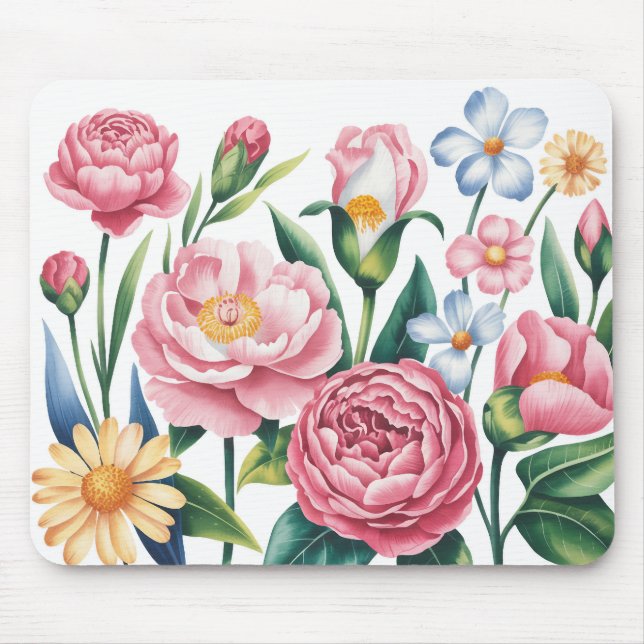 Elegant Blommigt Garden Mousepad Musmatta (Framsidan)