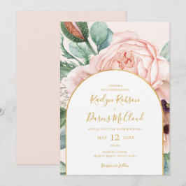 Elegant Blommigt Garden | Pastel Arch Avslappnad B Inbjudningar