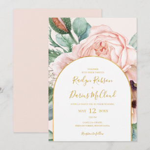 Elegant Blommigt Garden Pastel Arch Avslappnad B Inbjudningar