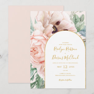 Elegant Blommigt Garden Pastel Avslappnad Bröllop Inbjudningar