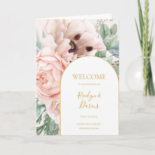 Elegant Blommigt Garden Pastel Foldad Bröllop Program