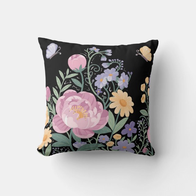 Elegant Blommigt Garden Pillow Kudde (Framsida)