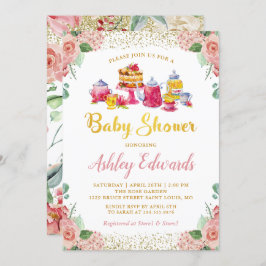 Elegant Blommigt Garden Tea Party Baby Shower Inbjudningar