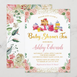 Elegant Blommigt Garden Tea Party Baby Shower Inbjudningar