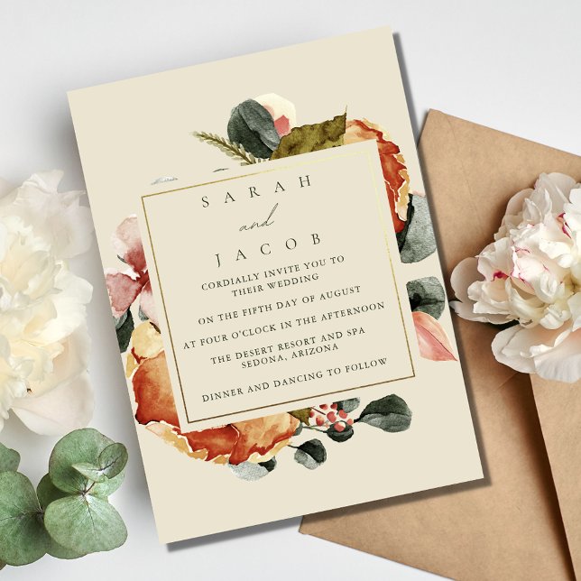 Elegant Blommigt Garden Wedding Wedding Inbjudningar (Elegant Floral Garden Wedding Invitation)