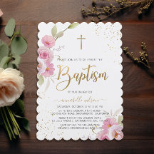 Elegant Blommigt Girl Baptism
