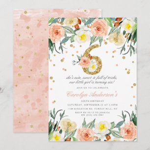 Elegant Blommigt Girls 6e-födelsedagsinbjudningar Inbjudningar