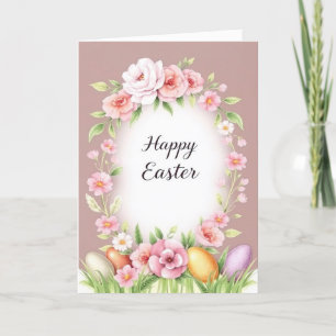 Elegant Blommigt Glad påsk Pastel Vår Helgkort