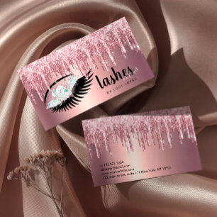 Elegant blommigt glitter droppar lash & brows visitkort