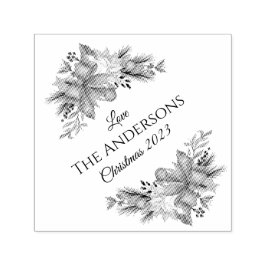 Elegant Blommigt God jul 2023 Självfärgande Stämpel