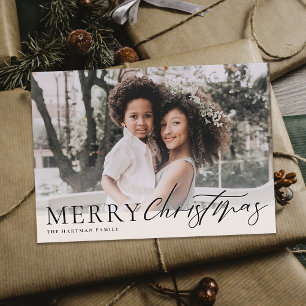 Elegant Blommigt God jul Black Ivory Photo Julkort