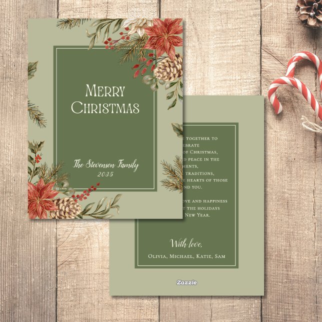 Elegant Blommigt God jul Poinsettia Julkort (Skapare uppladdad)