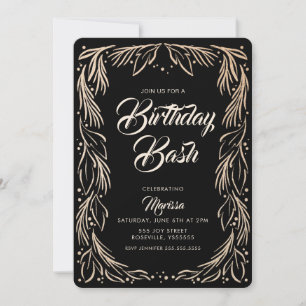 Elegant Blommigt Gräns Bash-inbjudan på födelsedag Inbjudningar