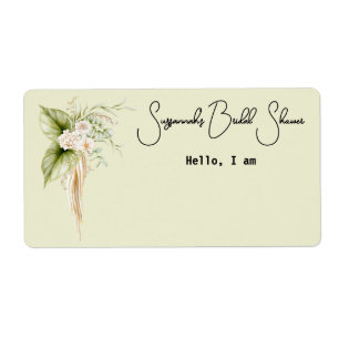 Elegant Blommigt Gräns Papper etikett Namn bricka Fraktsedel