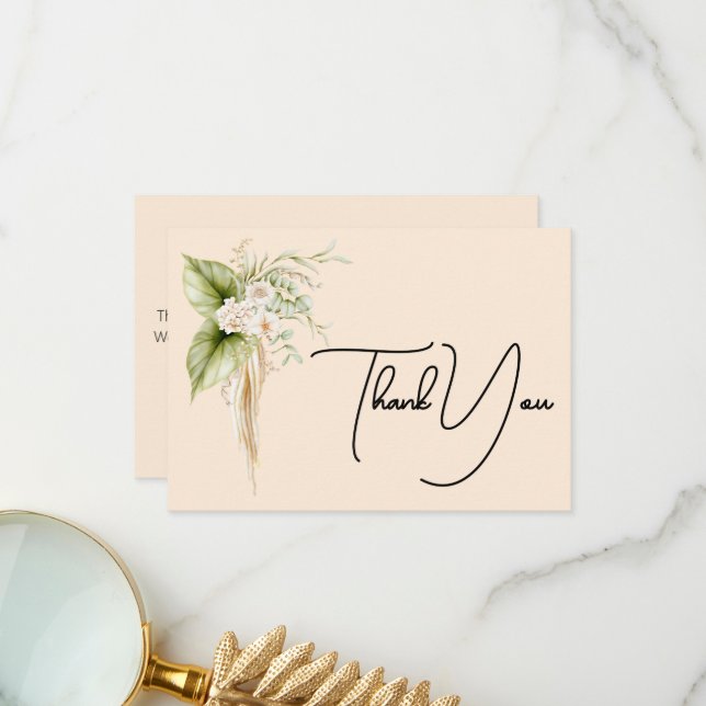 Elegant Blommigt Gräns Papper etikett Namn bricka Tack Kort (Fram/Back In Situ)