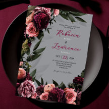 elegant blommigt grått-bröllopsinbjudan
