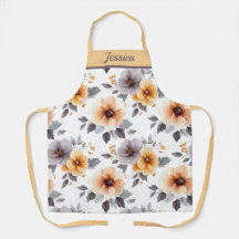 Elegant Blommigt grått Personlig Apron