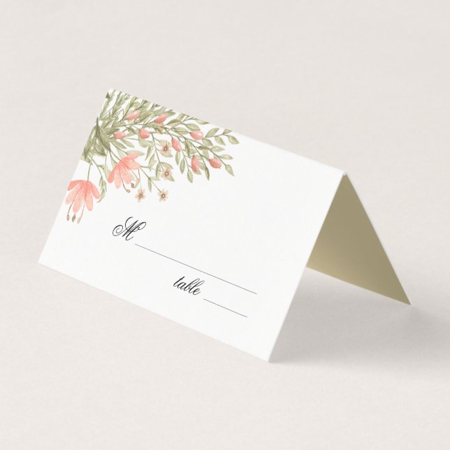 Elegant Blommigt Greenery Bröllop Bord Place Card Kort (Framsida)