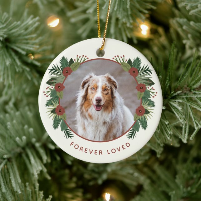 Elegant Blommigt Greenery Memorial 2 Foto jul Julgransprydnad Keramik (Träd)