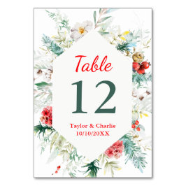 Elegant Blommigt Greenery Winter Wedding Bordsnummer