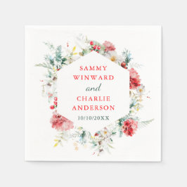 Elegant Blommigt Greenery Winter Wedding Pappersservett