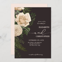 Elegant Blommigt Grey och Cream Bouquets Bröllop Inbjudningar